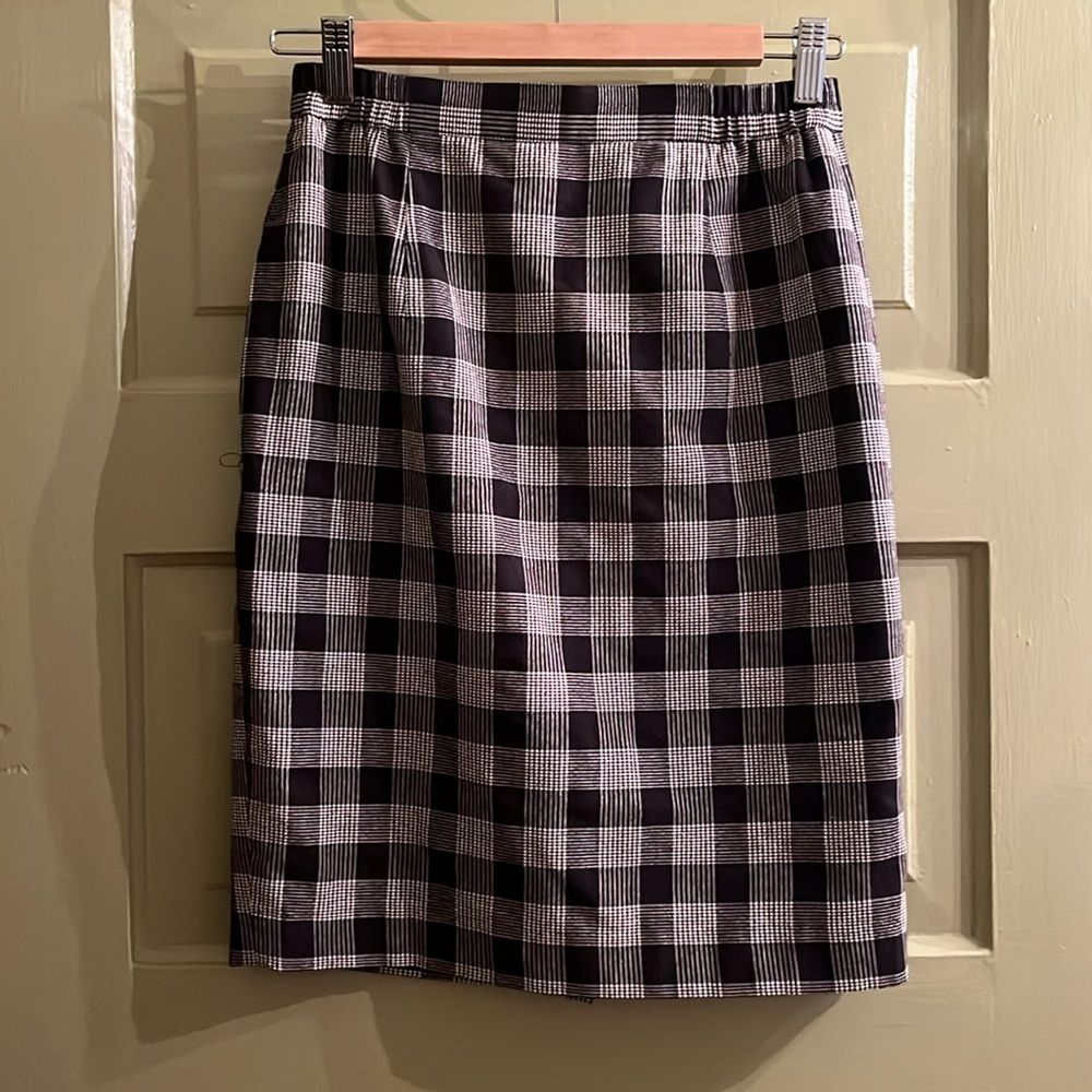 Brown and Cream High-Waisted Checkered Women's Skirt